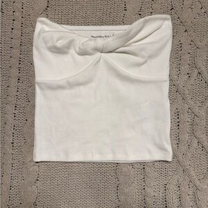 Abercrombie & Fitch White Sleeveless Bustier Crop Top